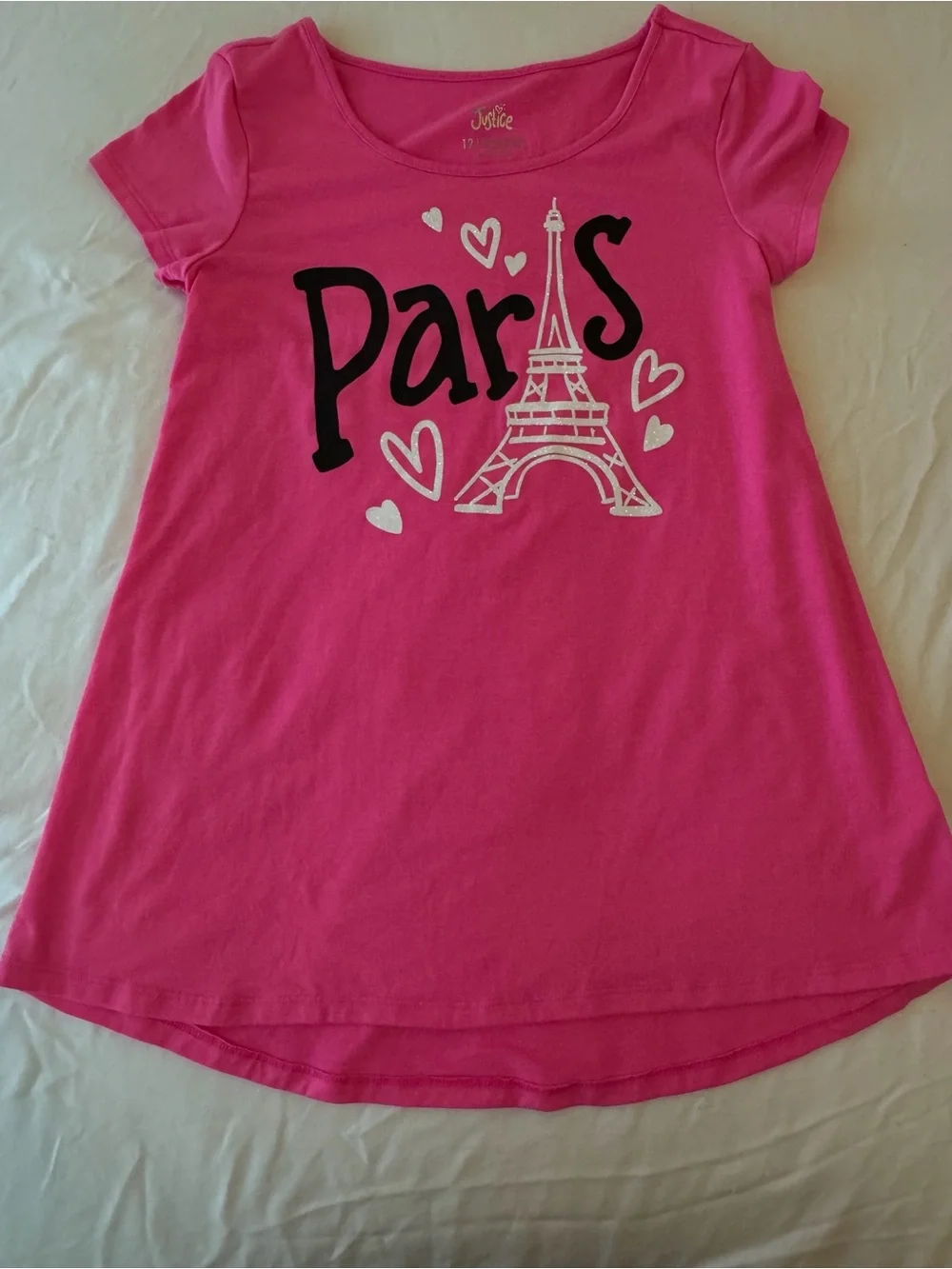Justice Girls’ Pink Paris Graphic Tee Size 12